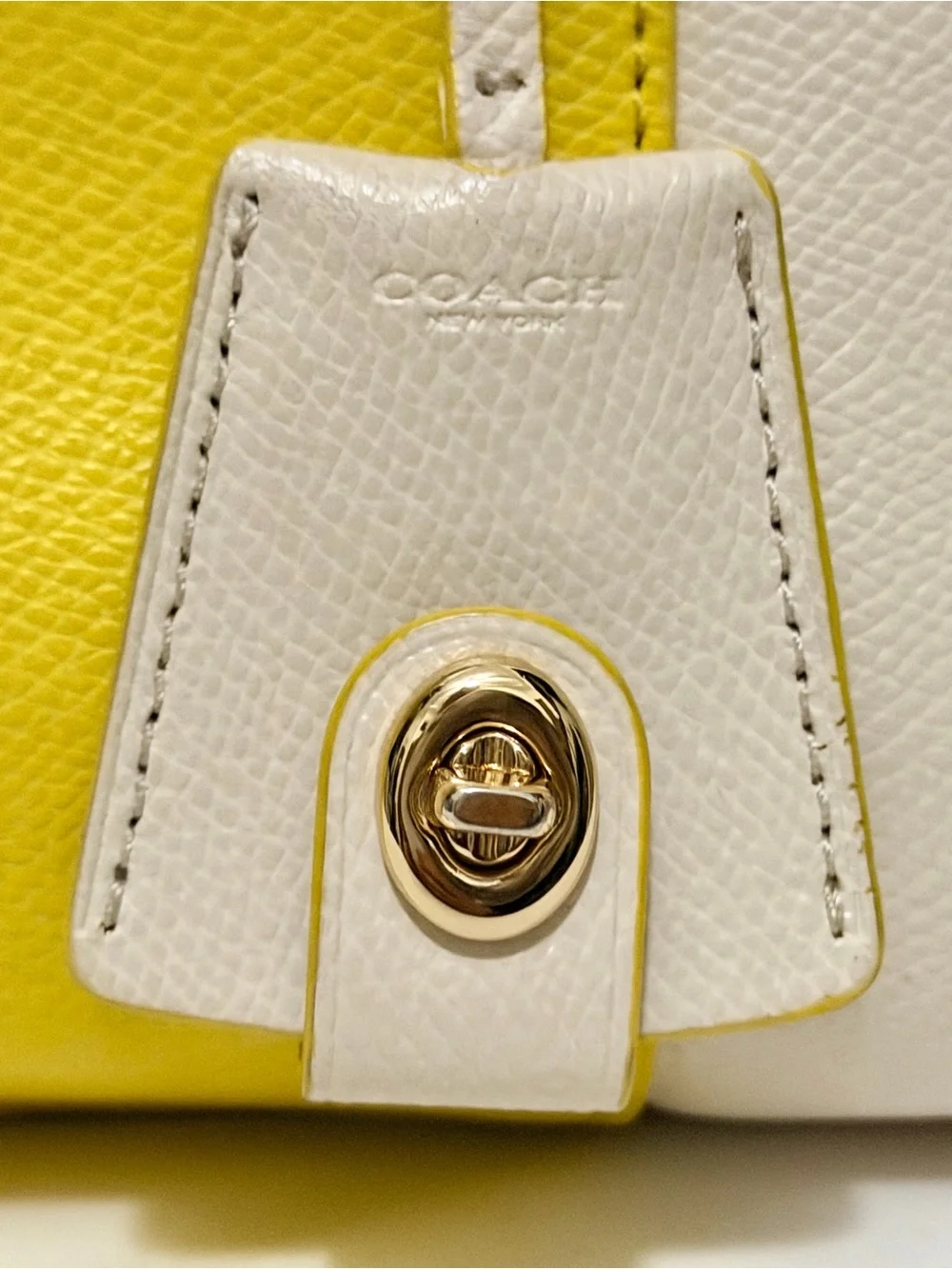 Coach Margot Carryall Bicolor Leather Yellow Chalk Large Satchel Bag